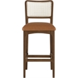Meridian Furniture Atrium Cognac Cane And Vegan Leather Bar Stool (Set of 2)