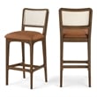 Meridian Furniture Atrium Cognac Cane And Vegan Leather Bar Stool (Set of 2)