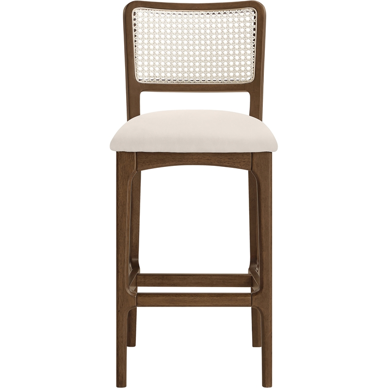 Meridian Furniture Atrium Cream Cane And Vegan Leather Bar Stool (Set of 2)