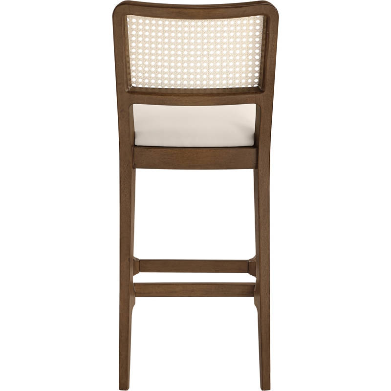 Meridian Furniture Atrium Cream Cane And Vegan Leather Bar Stool (Set of 2)