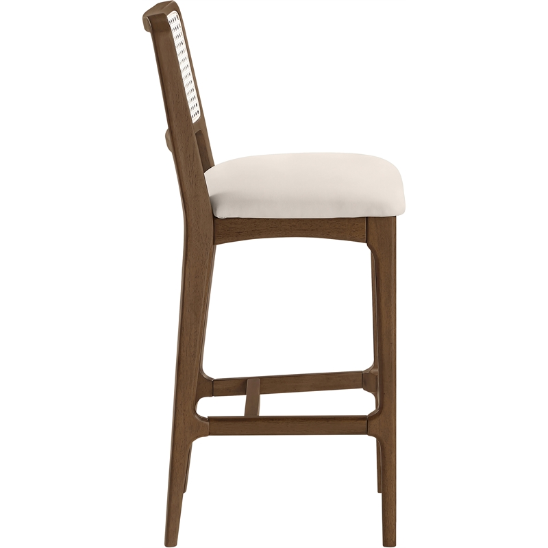 Meridian Furniture Atrium Cream Cane And Vegan Leather Bar Stool (Set of 2)