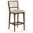Meridian Furniture Atrium Mint Cane And Vegan Leather Bar Stool (Set of 2)