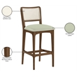 Meridian Furniture Atrium Mint Cane And Vegan Leather Bar Stool (Set of 2)