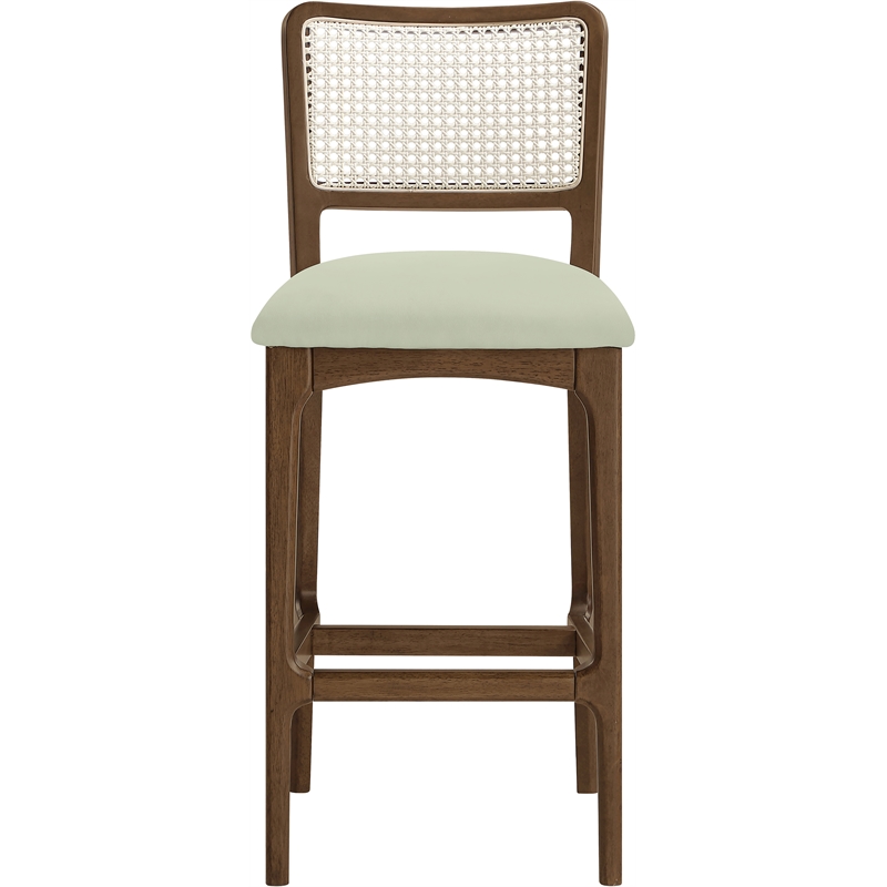 Meridian Furniture Atrium Mint Cane And Vegan Leather Bar Stool (Set of 2)