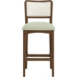 Meridian Furniture Atrium Mint Cane And Vegan Leather Bar Stool (Set of 2)