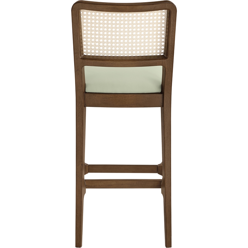 Meridian Furniture Atrium Mint Cane And Vegan Leather Bar Stool (Set of 2)