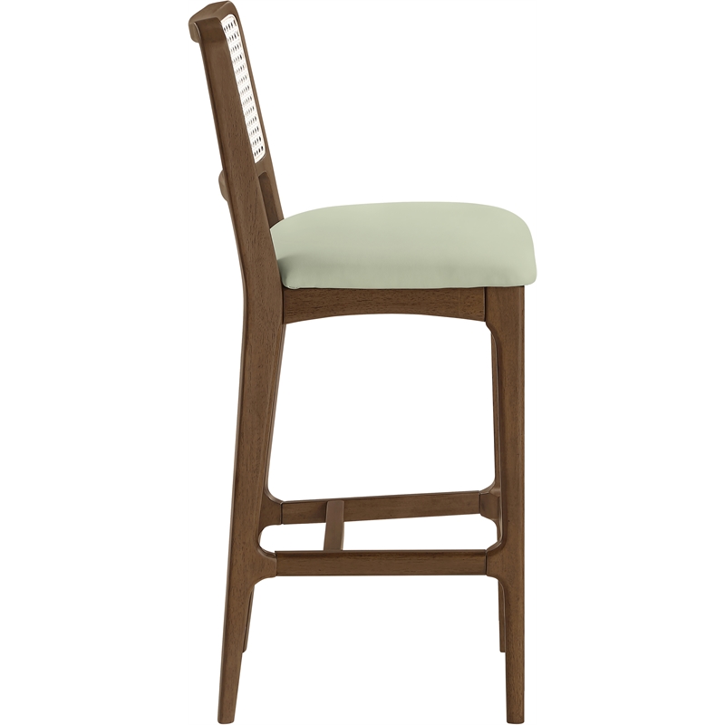 Meridian Furniture Atrium Mint Cane And Vegan Leather Bar Stool (Set of 2)