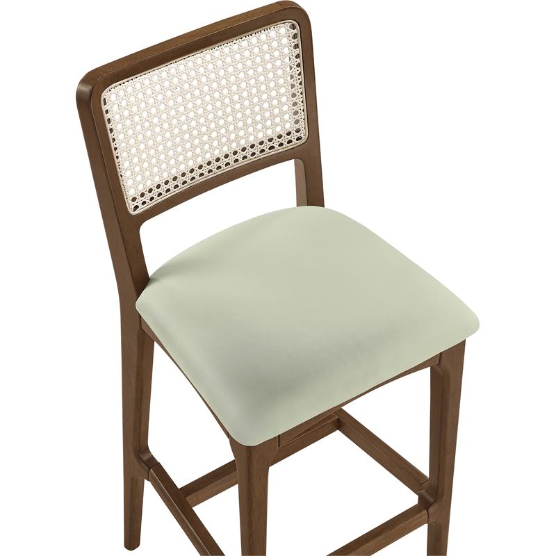 Meridian Furniture Atrium Mint Cane And Vegan Leather Bar Stool (Set of 2)