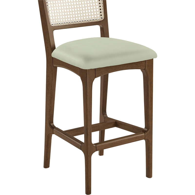 Meridian Furniture Atrium Mint Cane And Vegan Leather Bar Stool (Set of 2)