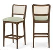 Meridian Furniture Atrium Mint Cane And Vegan Leather Bar Stool (Set of 2)