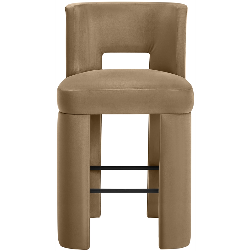 Meridian Furniture Zuno Beige Velvet Performance Fabric Bar Stool (Set of 2)