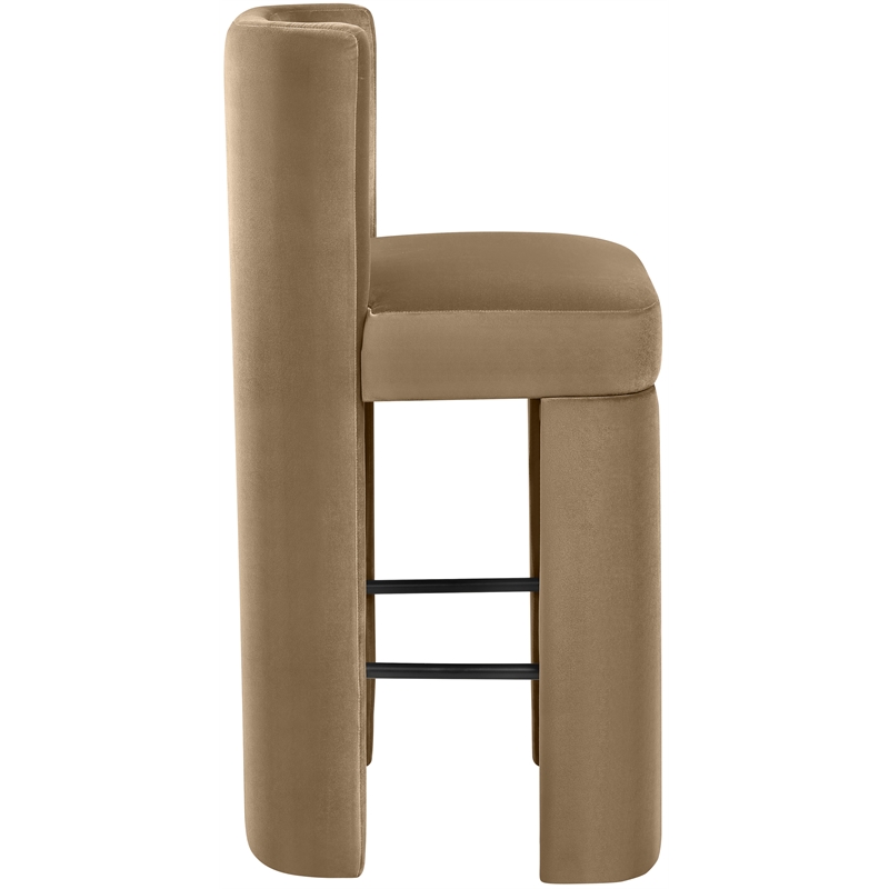 Meridian Furniture Zuno Beige Velvet Performance Fabric Bar Stool (Set of 2)
