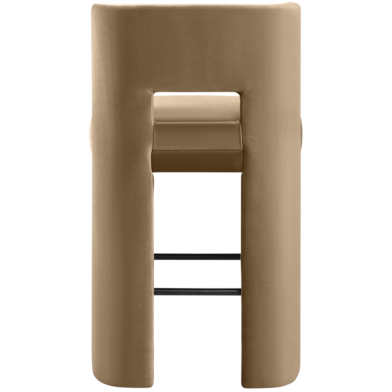 Meridian Furniture Zuno Beige Velvet Performance Fabric Bar Stool (Set of 2)