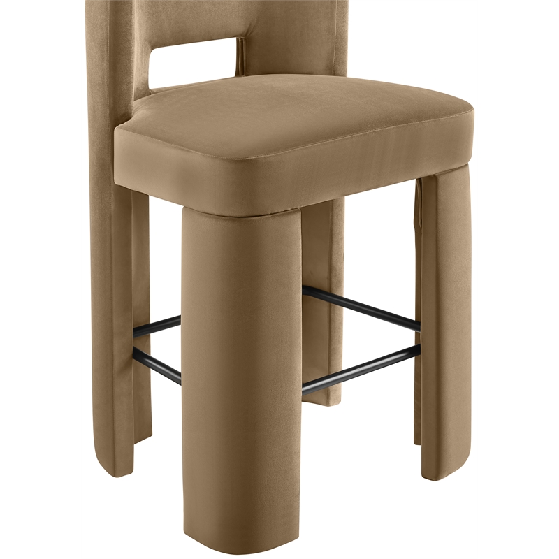 Meridian Furniture Zuno Beige Velvet Performance Fabric Bar Stool (Set of 2)