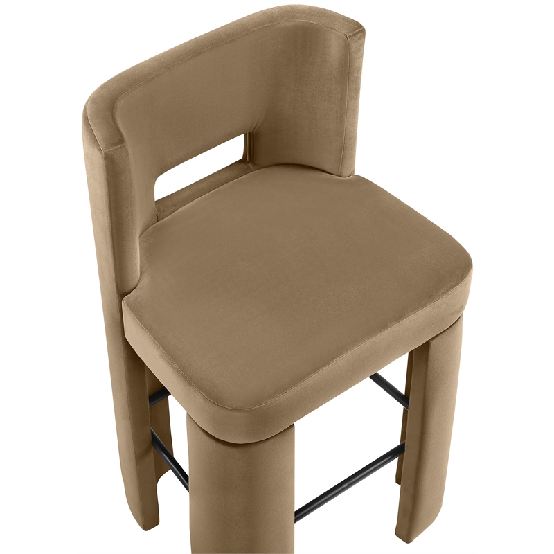Meridian Furniture Zuno Beige Velvet Performance Fabric Bar Stool (Set of 2)