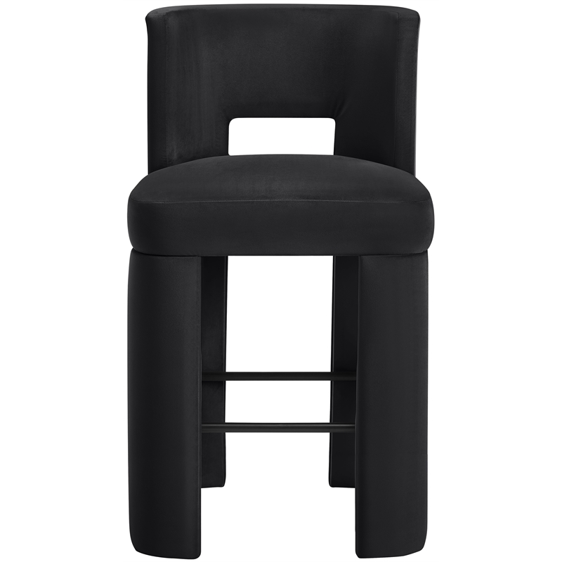Meridian Furniture Zuno Black Velvet Performance Fabric Bar Stool (Set of 2)