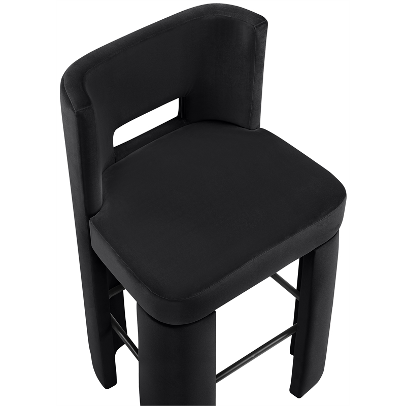 Meridian Furniture Zuno Black Velvet Performance Fabric Bar Stool (Set of 2)
