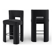 Meridian Furniture Zuno Black Velvet Performance Fabric Bar Stool (Set of 2)