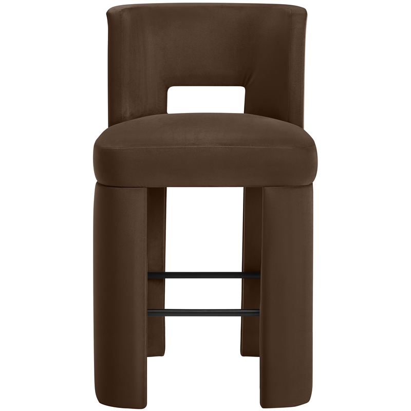 Meridian Furniture Zuno Brown Velvet Performance Fabric Bar Stool (Set of 2)