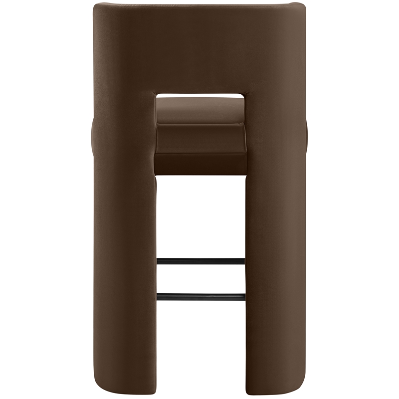 Meridian Furniture Zuno Brown Velvet Performance Fabric Bar Stool (Set of 2)