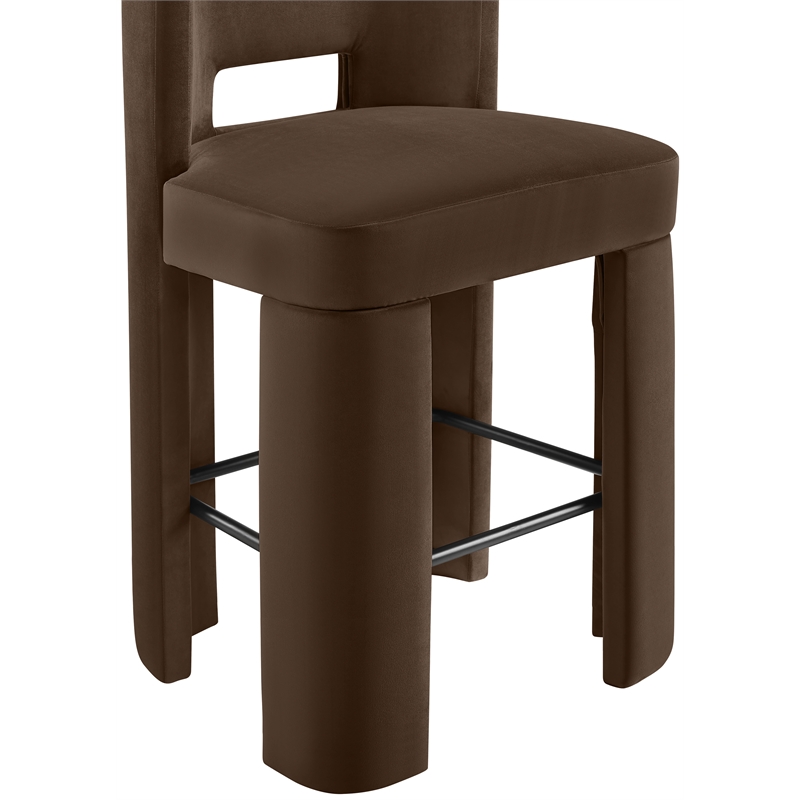 Meridian Furniture Zuno Brown Velvet Performance Fabric Bar Stool (Set of 2)