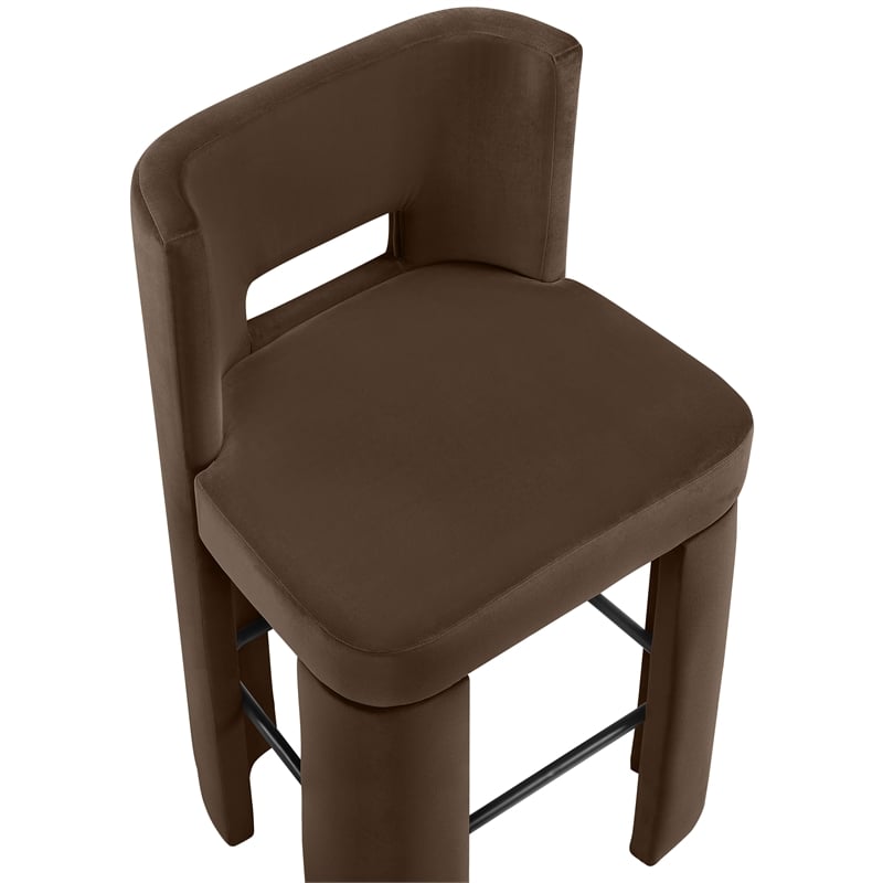 Meridian Furniture Zuno Brown Velvet Performance Fabric Bar Stool (Set of 2)