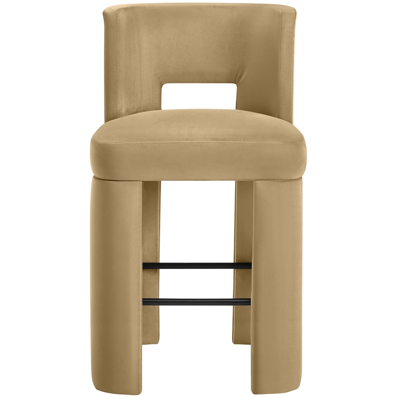 Meridian Furniture Zuno Camel Velvet Performance Fabric Bar Stool (Set of 2)
