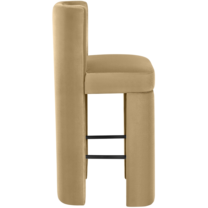 Meridian Furniture Zuno Camel Velvet Performance Fabric Bar Stool (Set of 2)