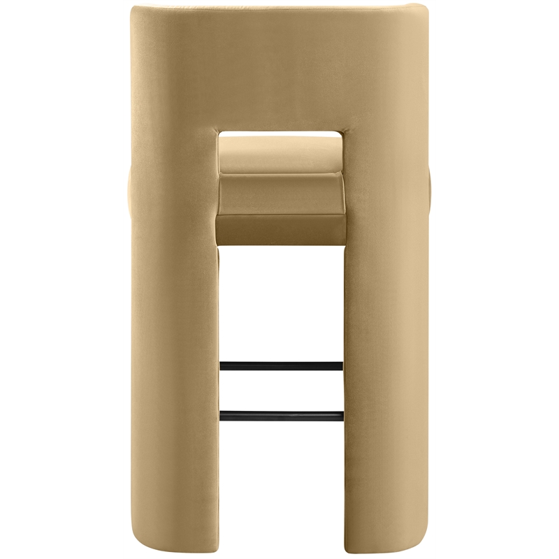 Meridian Furniture Zuno Camel Velvet Performance Fabric Bar Stool (Set of 2)