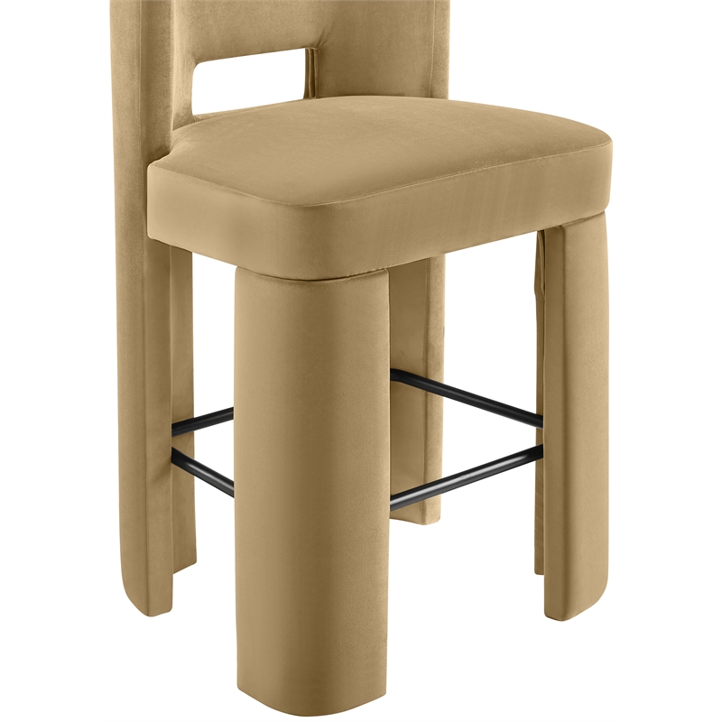 Meridian Furniture Zuno Camel Velvet Performance Fabric Bar Stool (Set of 2)