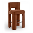 Meridian Furniture Zuno Cognac Velvet Performance Fabric Bar Stool (Set of 2)
