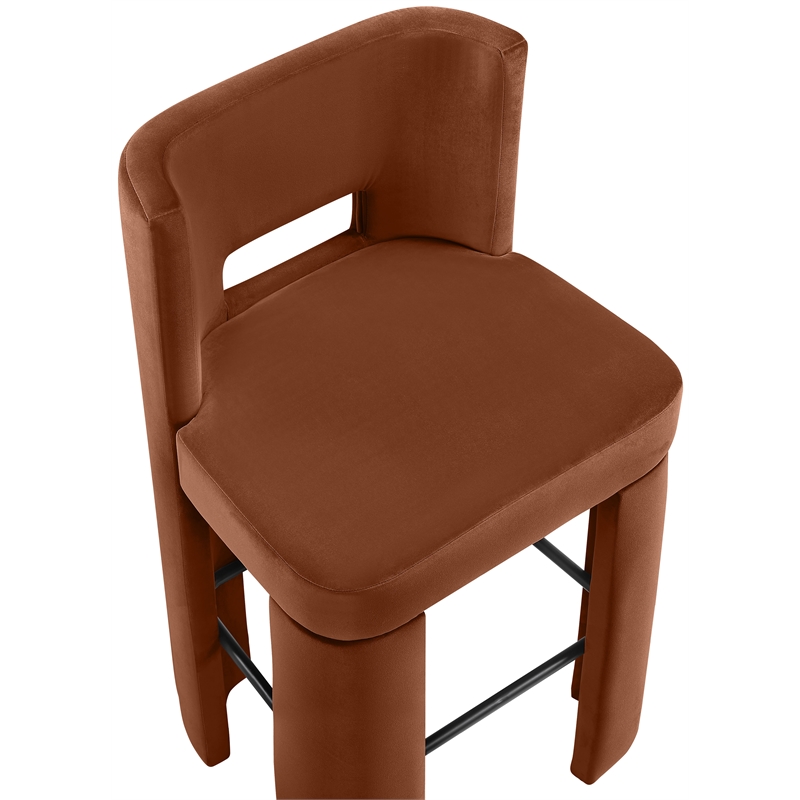 Meridian Furniture Zuno Cognac Velvet Performance Fabric Bar Stool (Set of 2)