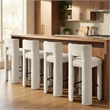 Meridian Furniture Zuno Cream Velvet Performance Fabric Bar Stool (Set of 2)
