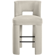 Meridian Furniture Zuno Cream Velvet Performance Fabric Bar Stool (Set of 2)