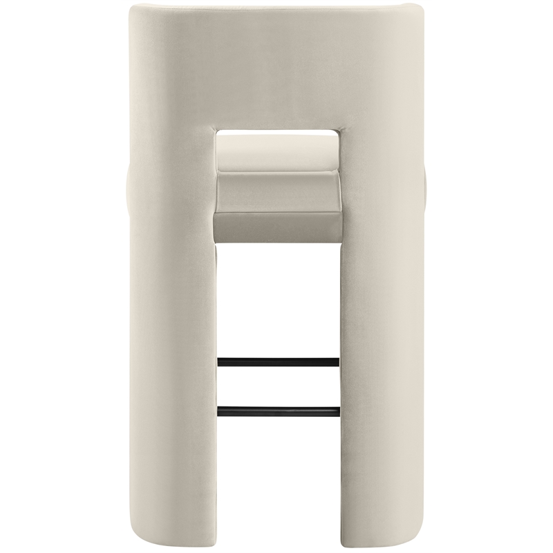 Meridian Furniture Zuno Cream Velvet Performance Fabric Bar Stool (Set of 2)