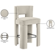 Meridian Furniture Zuno Cream Velvet Performance Fabric Bar Stool (Set of 2)