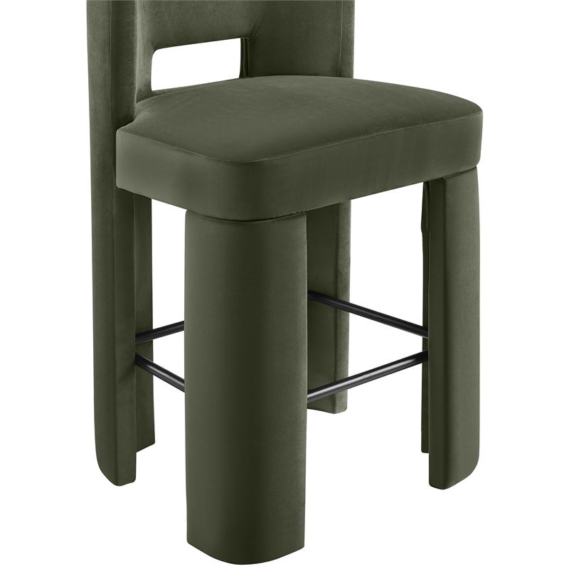 Meridian Furniture Zuno Green Velvet Performance Fabric Bar Stool (Set of 2)
