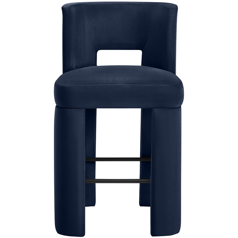 Meridian Furniture Zuno Navy Velvet Performance Fabric Bar Stool (Set of 2)