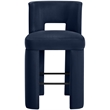 Meridian Furniture Zuno Navy Velvet Performance Fabric Bar Stool (Set of 2)