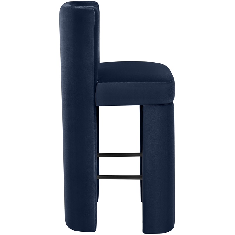 Meridian Furniture Zuno Navy Velvet Performance Fabric Bar Stool (Set of 2)