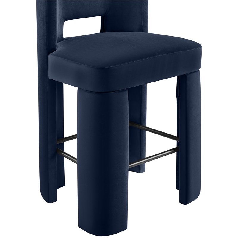Meridian Furniture Zuno Navy Velvet Performance Fabric Bar Stool (Set of 2)