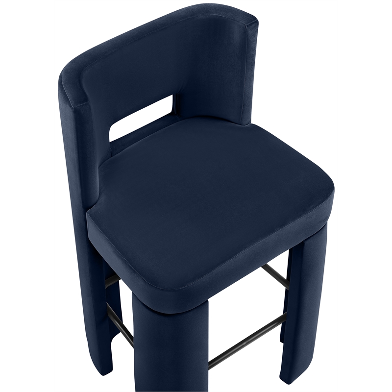Meridian Furniture Zuno Navy Velvet Performance Fabric Bar Stool (Set of 2)