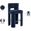 Meridian Furniture Zuno Navy Velvet Performance Fabric Bar Stool (Set of 2)