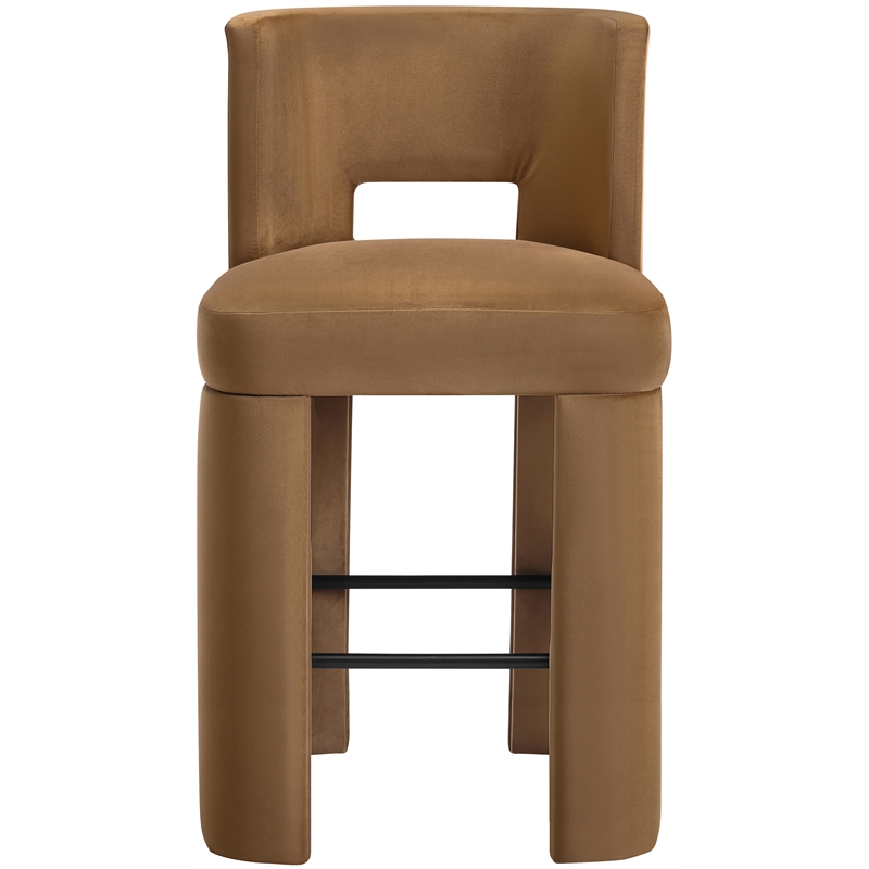 Meridian Furniture Zuno Saddle Velvet Performance Fabric Bar Stool (Set of 2)