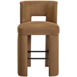 Meridian Furniture Zuno Saddle Velvet Performance Fabric Bar Stool (Set of 2)
