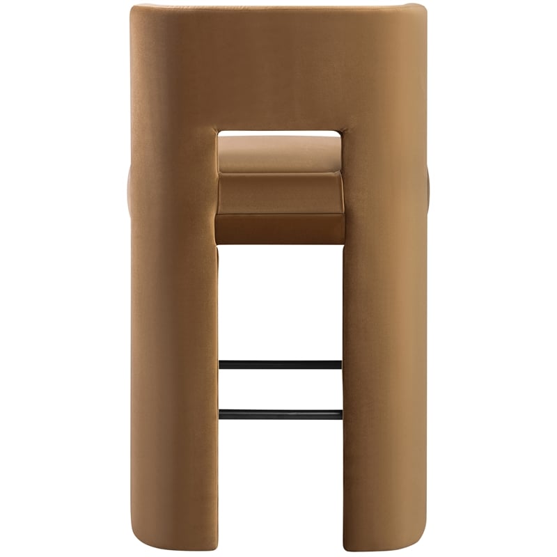 Meridian Furniture Zuno Saddle Velvet Performance Fabric Bar Stool (Set of 2)