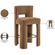 Meridian Furniture Zuno Saddle Velvet Performance Fabric Bar Stool (Set of 2)