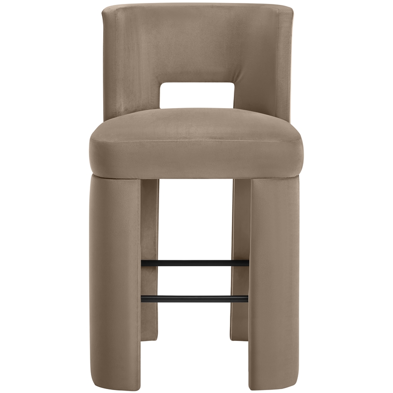 Meridian Furniture Zuno Taupe Velvet Performance Fabric Bar Stool (Set of 2)