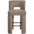 Meridian Furniture Zuno Taupe Velvet Performance Fabric Bar Stool (Set of 2)