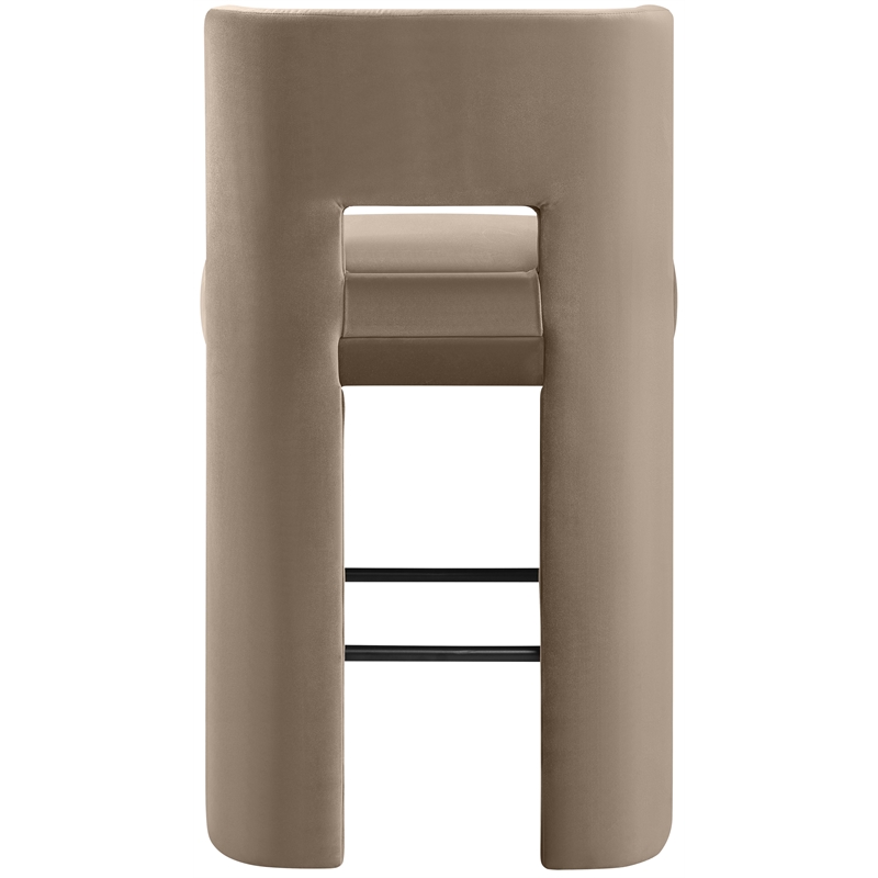 Meridian Furniture Zuno Taupe Velvet Performance Fabric Bar Stool (Set of 2)